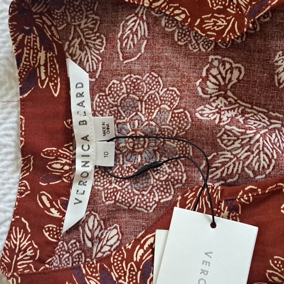 NWT Veronica Beard Women Swedie Rust Floral Print Tiered Button-Up Midi Dress 10 - Picture 6 of 9